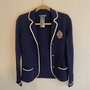 Ralph Lauren Navy Cardigan Knit Blazer